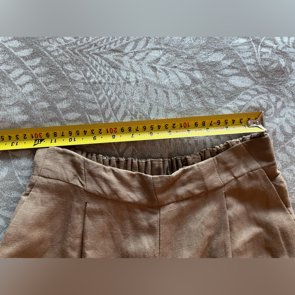Wide-Leg Tan Linen Pants - Picture 5 of 7